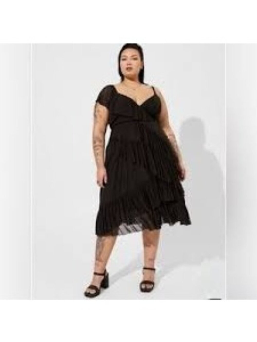 Torrid Womens One-Shoulder Black Ruffled Midi Dress Size 3